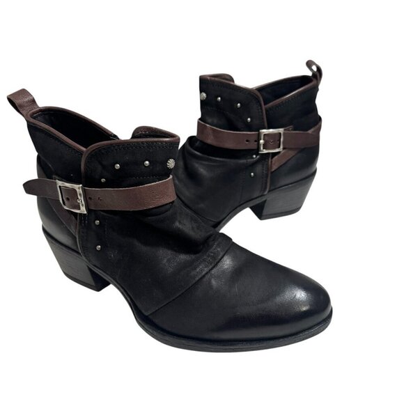 Miz Mooz Karima Harness Moto Bootie Black Leather  size 39/8.5 New $220 - Picture 3 of 7